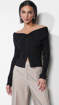 The Linnea Button Down Off Shoulder Sweater Top