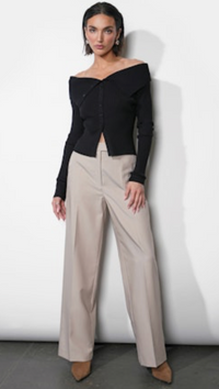 The Linnea Button Down Off Shoulder Sweater Top