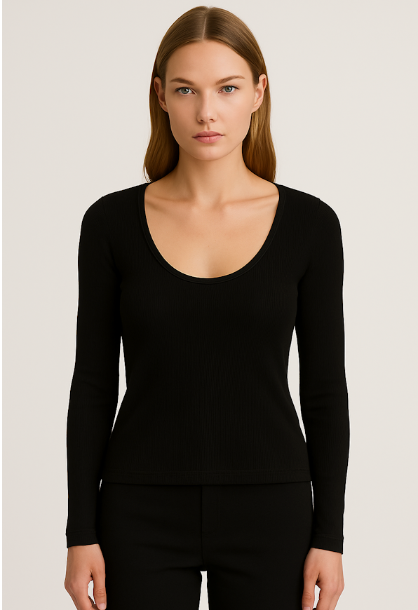 ALIE U-NECK RIB LONGSLEEVE