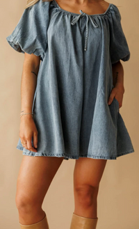Puff Sleeve Denim Romper