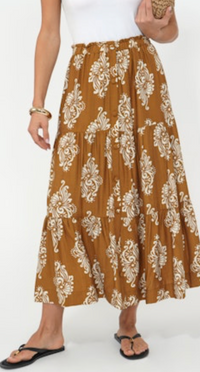 Marcy Print Tiered Midi Skirt