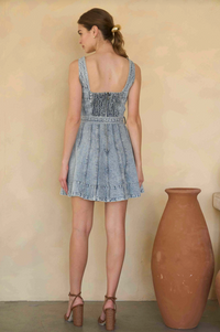 Self Belt Denim Mini Dress