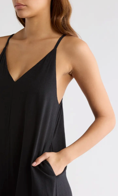 Wide Leg Cotton & Linen Blend Cover-Up Jumpsuit