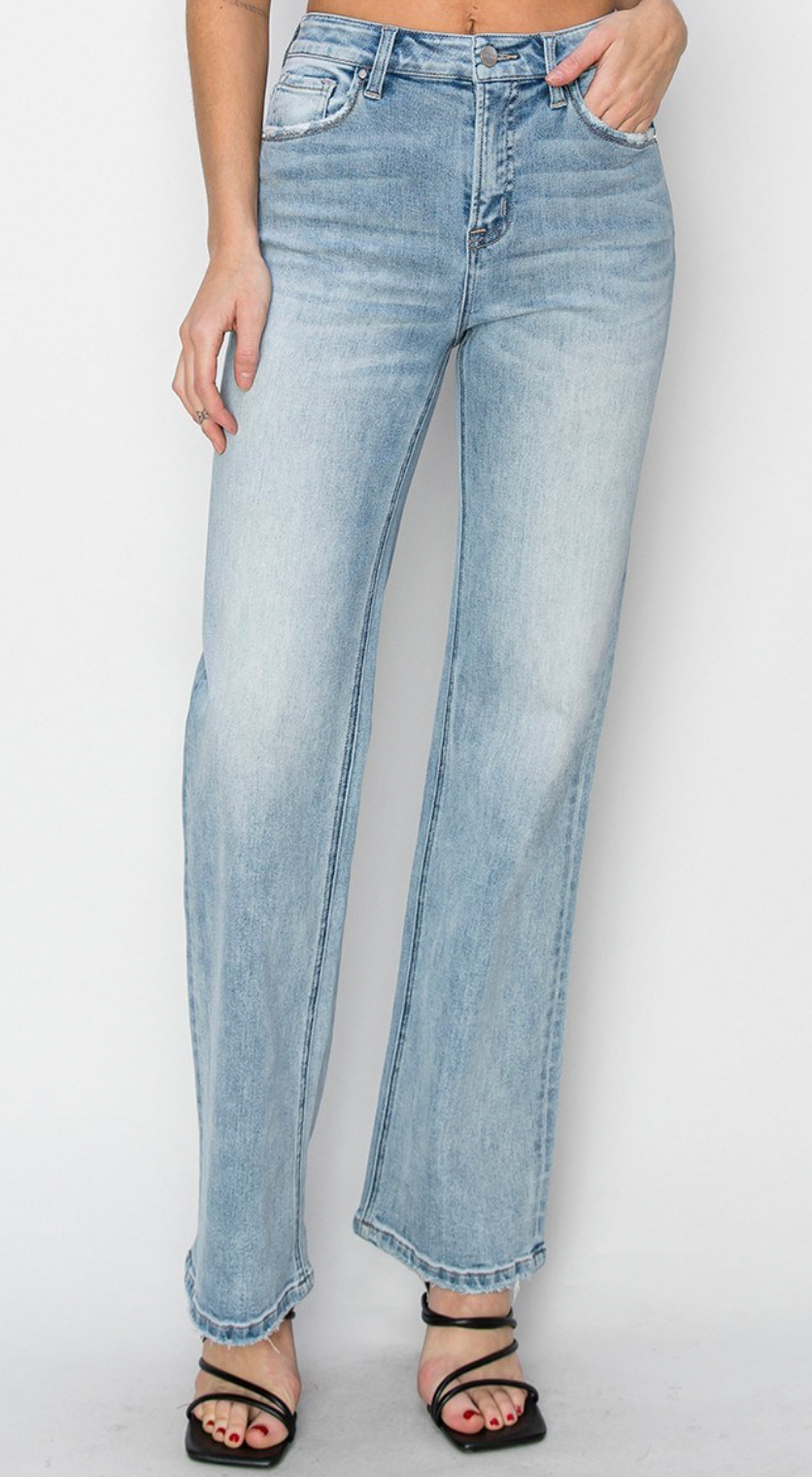 Risen High Rise Straight Jeans