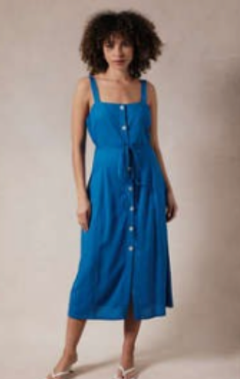 Sleeveless Button Down Slim Fit Midi Dress