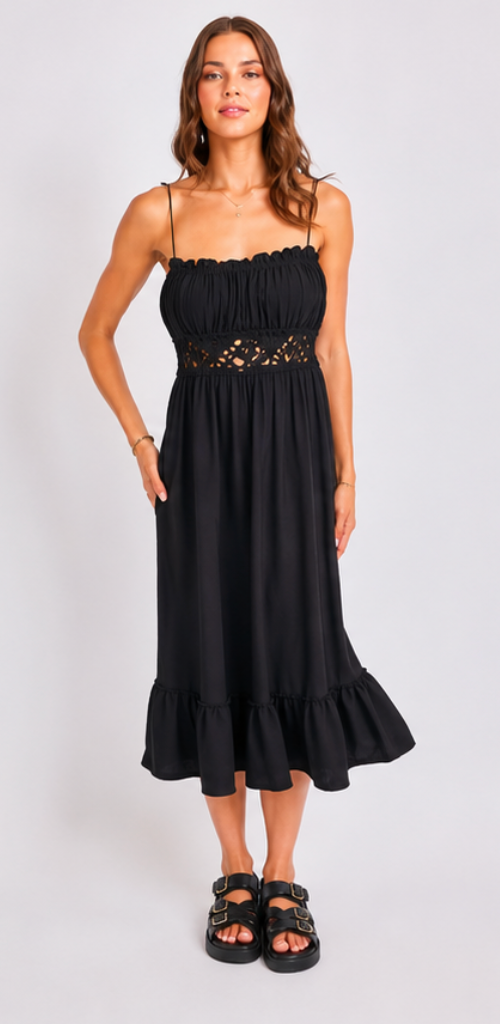 Sadie & Sage Pintuck Lace Midi Dress