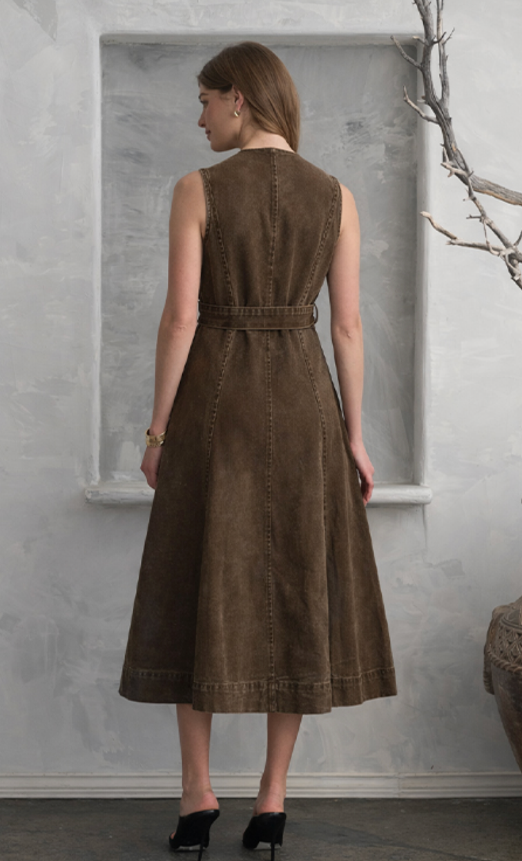 Moon River western embroidered midi dress