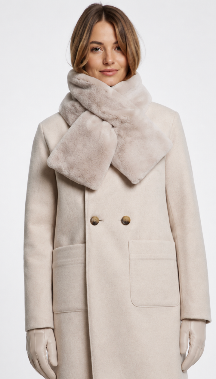 Stip Faux Fur Scarf