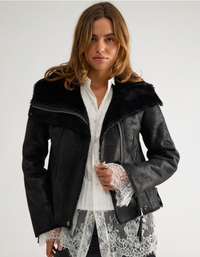 Free People FOURLINE SHEARLING AVIATOR JACKET