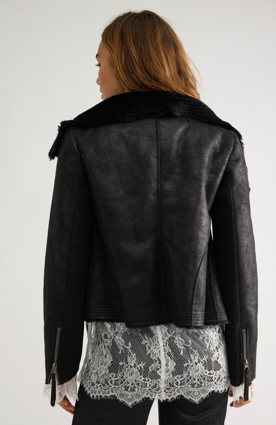 Free People FOURLINE SHEARLING AVIATOR JACKET
