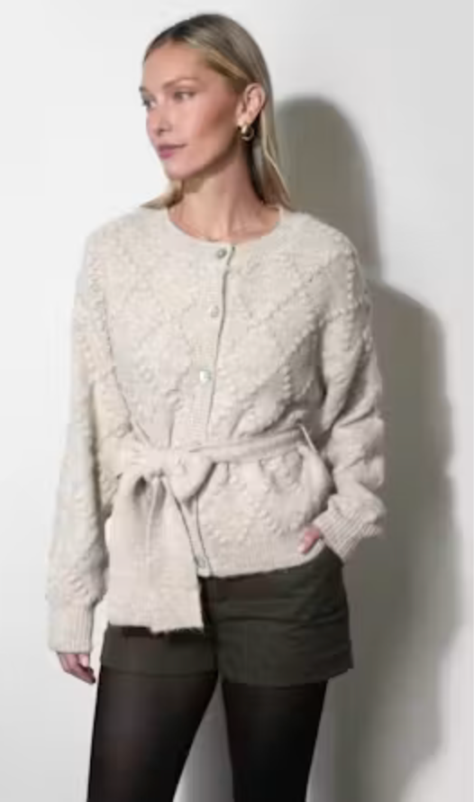Greylin Bonnie PomPom Belted Cardigan