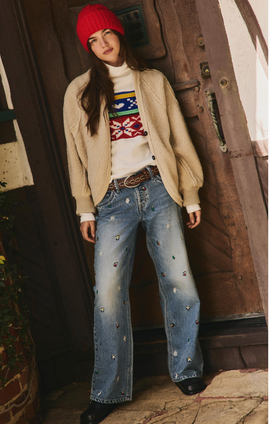 Free People Tennessee Low Rise Boyfriend embroidered Denim