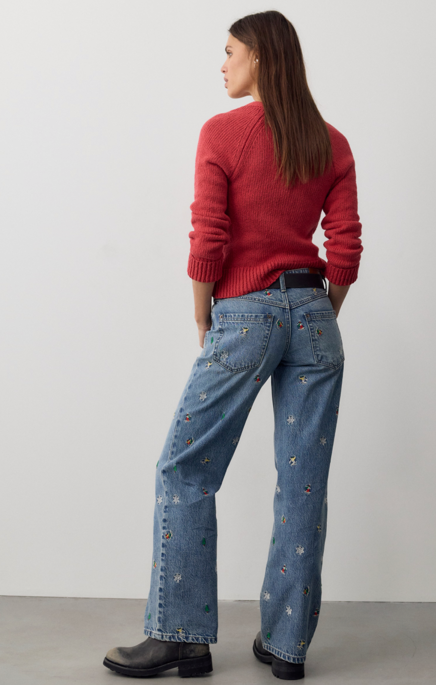 Free People Tennessee Low Rise Boyfriend embroidered Denim