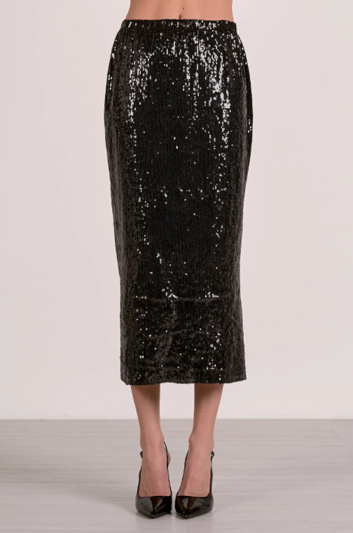 The Black Midi Sequin Skirt