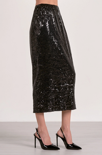 The Black Midi Sequin Skirt