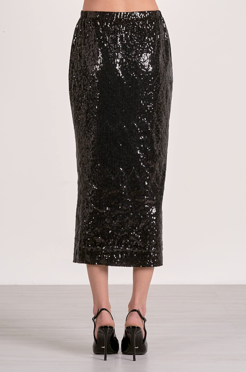 The Black Midi Sequin Skirt