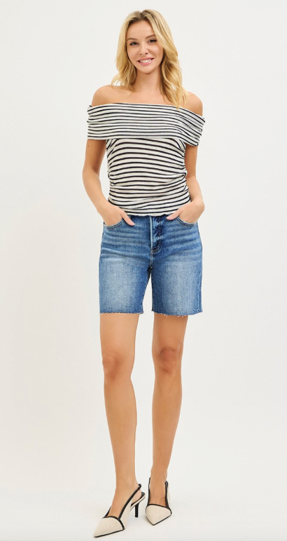 Risen Cleo High Rise Raw Hem Jean Short