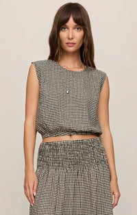Merit Gingham Top Black