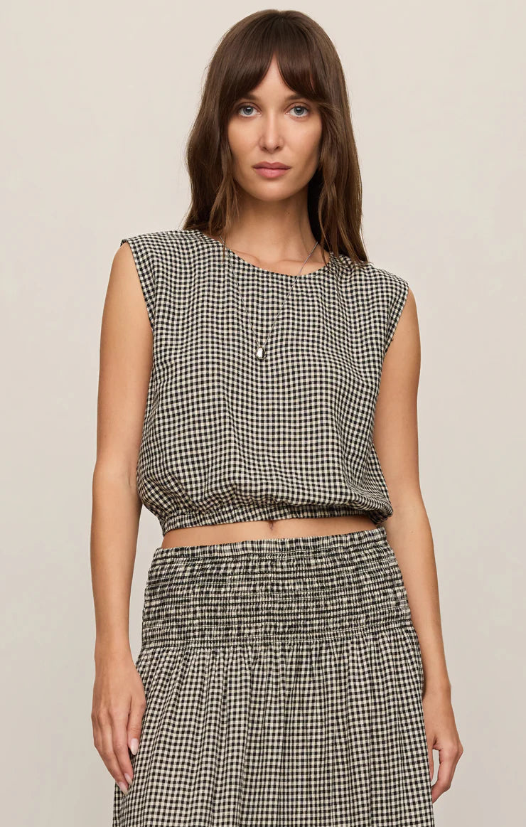 Merit Gingham Top Black