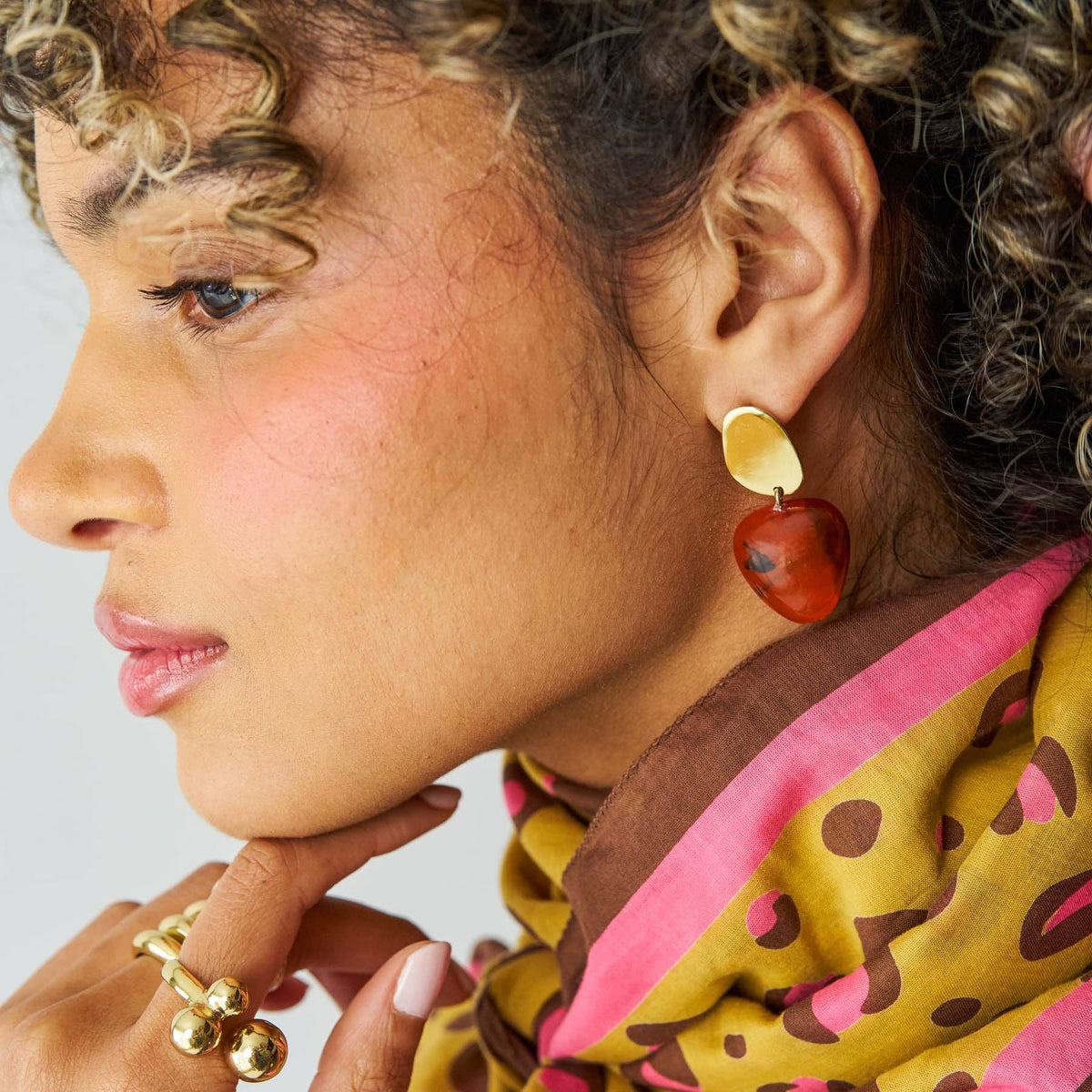 Nina Resin Gold Post Drops Tortoise