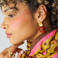 Nina Resin Gold Post Drops Tortoise