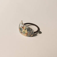 Curved Oval Resin Ponytail Hair Tie | Blue Marble