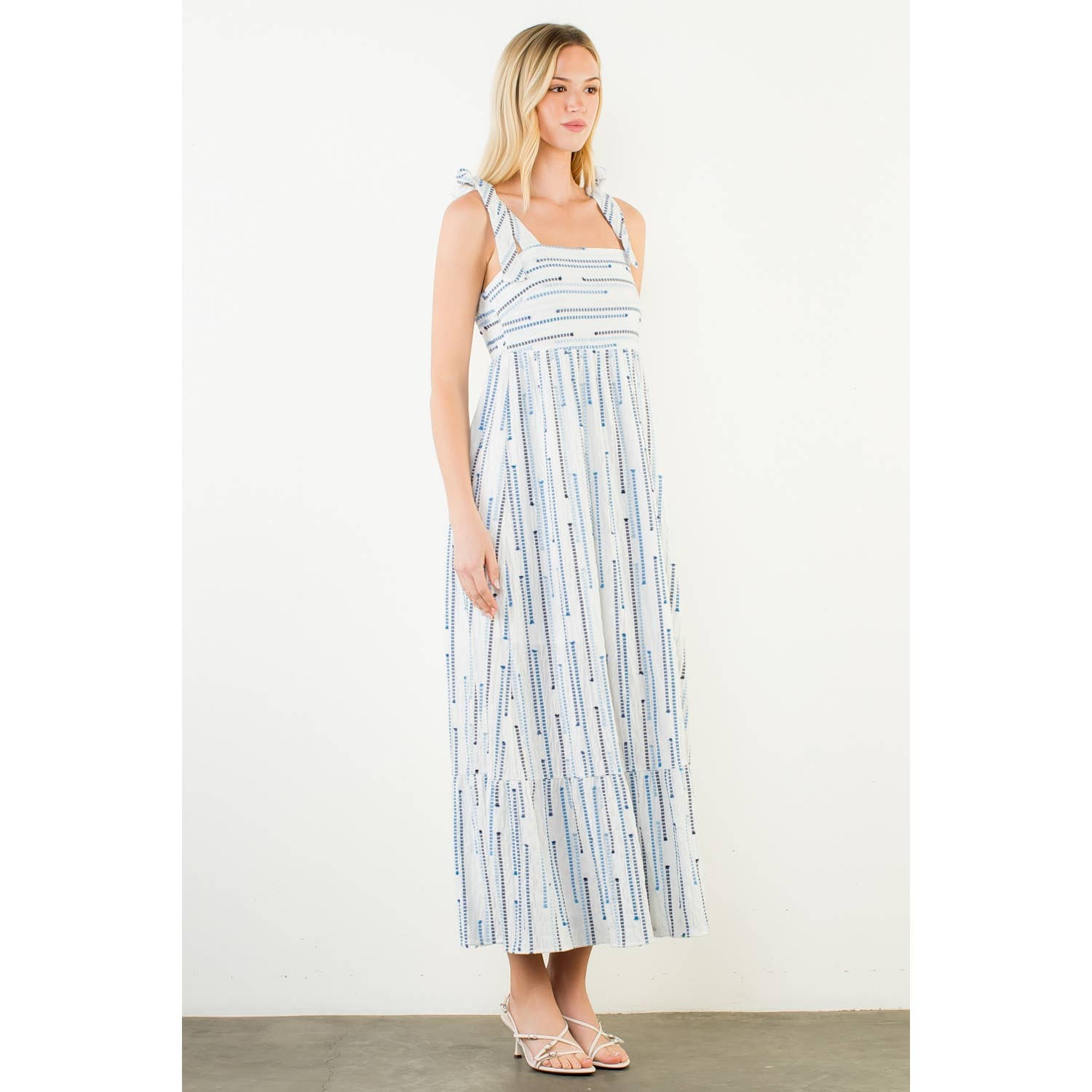 Tie Strap Square Neck Print Maxi Dress