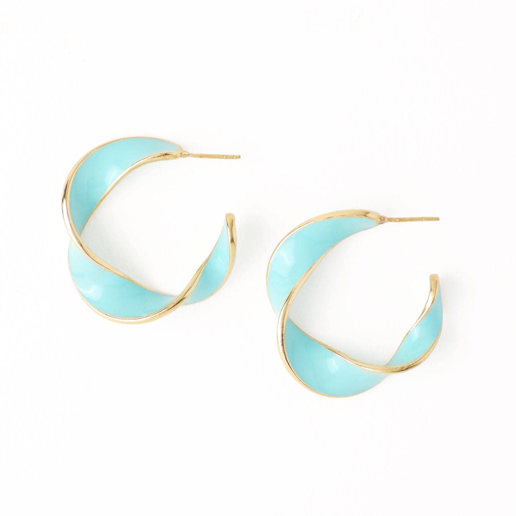 Vanessa Twisted Enamel Hoop Aqua