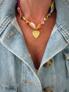 Rome Knotted Scarf Heart Charm Necklace Gold Filled