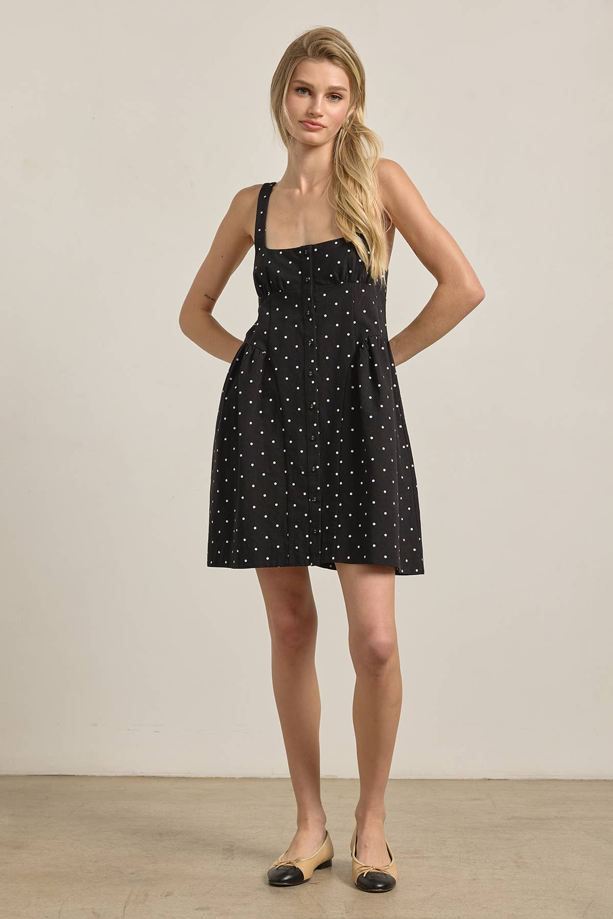 Polka Dot Button-Down Mini Dress