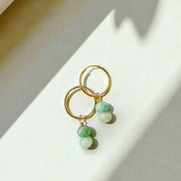 Palm Amazonite Charm Hoops Earrings Gold Filled 2-In-1
