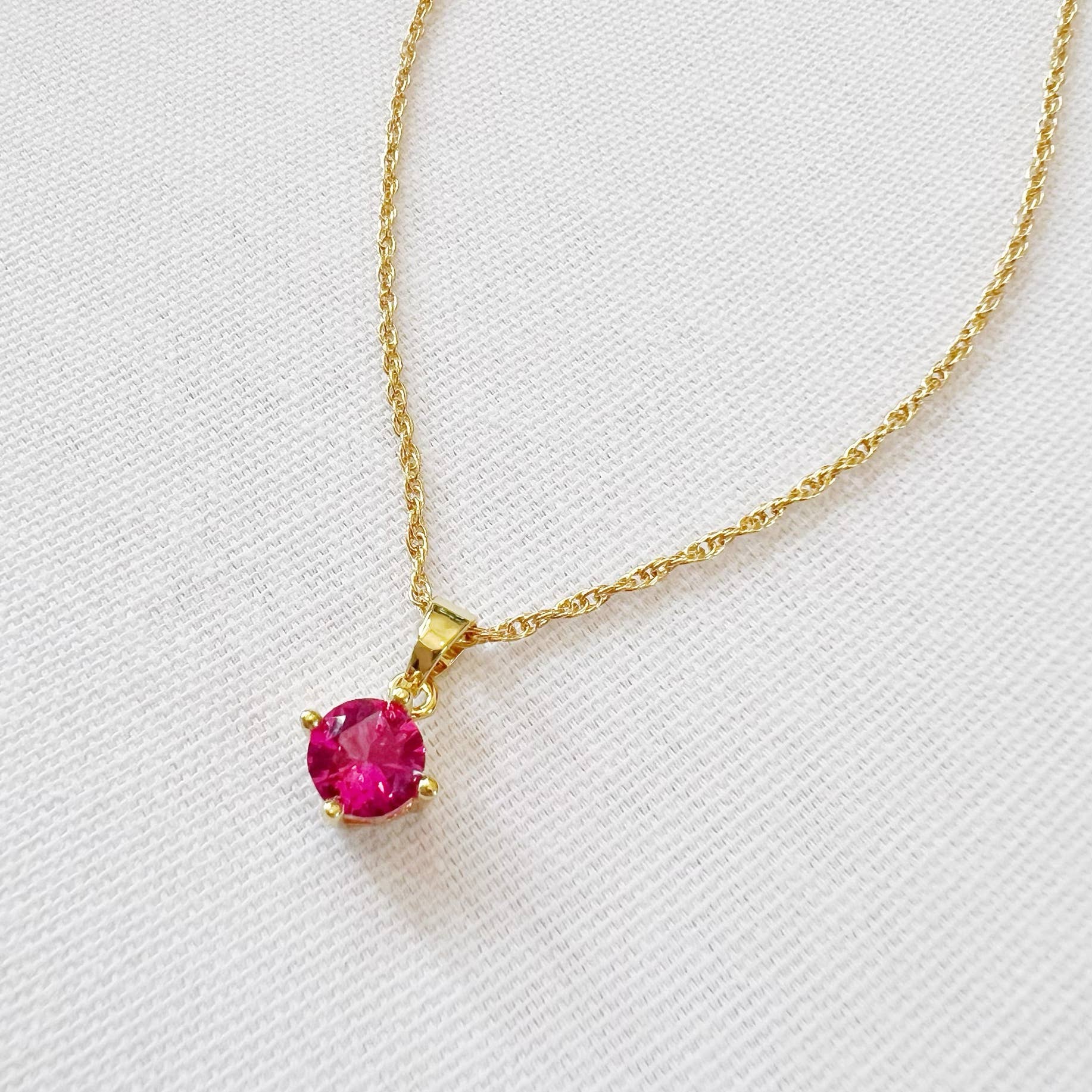 Margot Pink Pendant Necklace Gold Filled