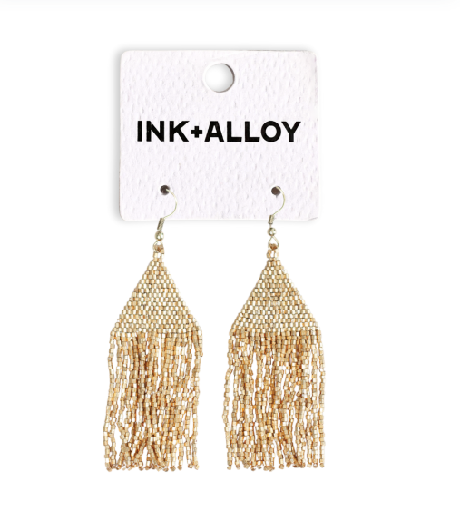 Lexie Solid Beaded Fringe Earrings Gold