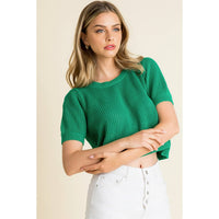Knit Short Sleeve Sweater Top