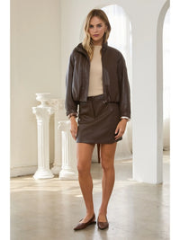 Faux Leather Padded Bomber Jacket