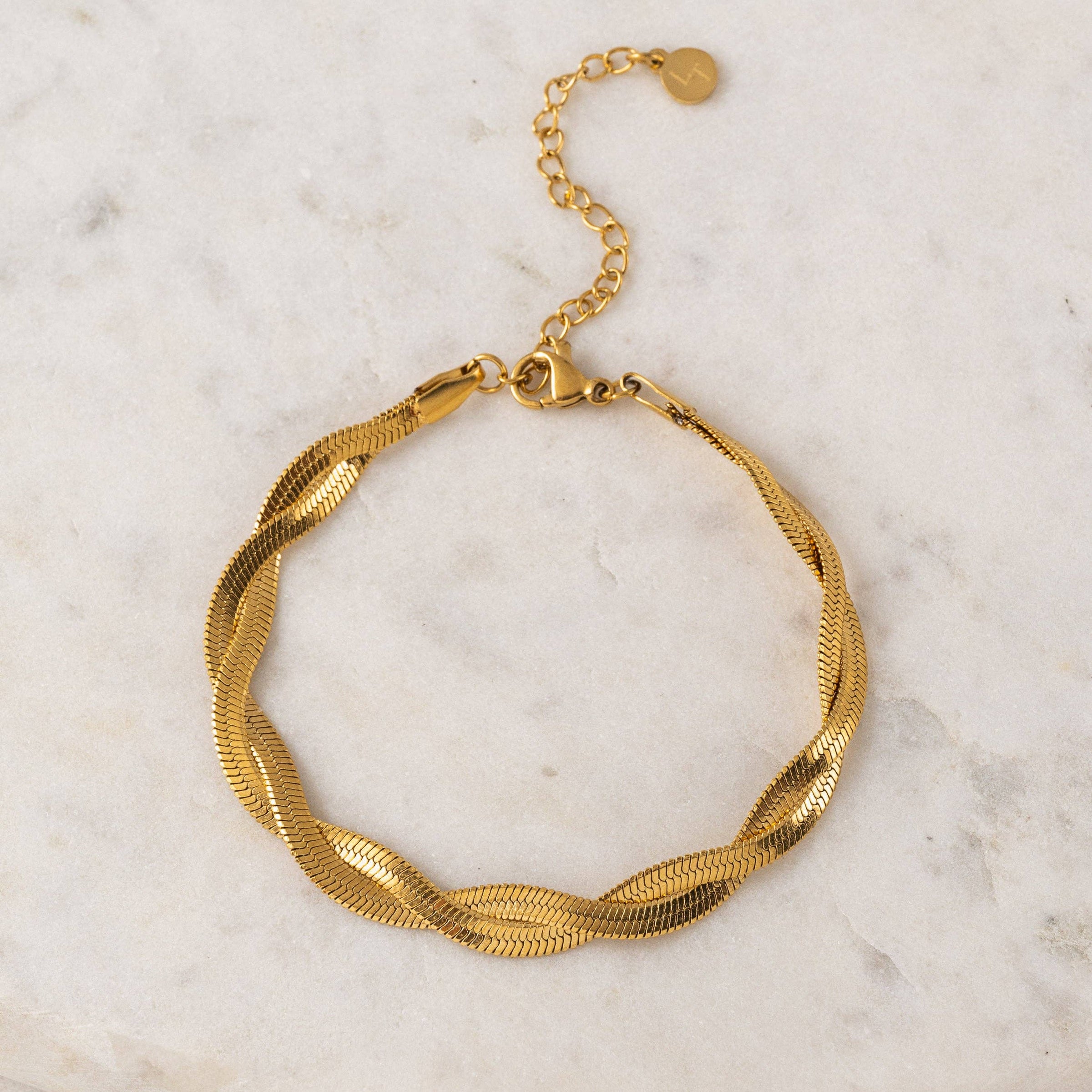 Josie Twist Herringbone Bracelet | Gold Bracelet |18K Gold