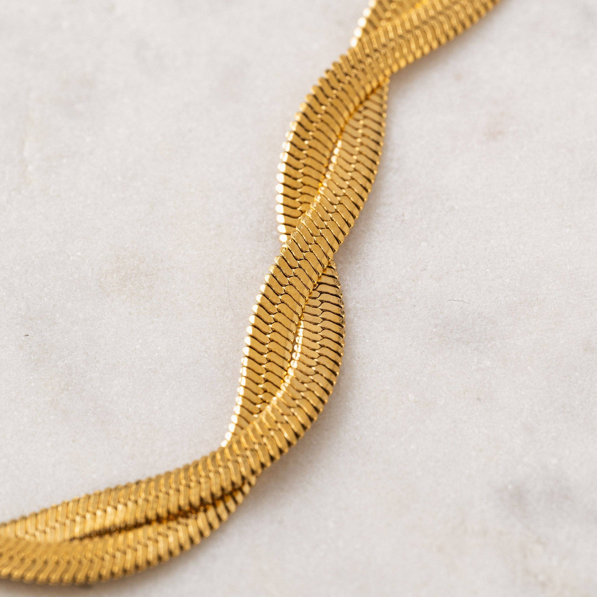 Josie Twist Herringbone Bracelet | Gold Bracelet |18K Gold