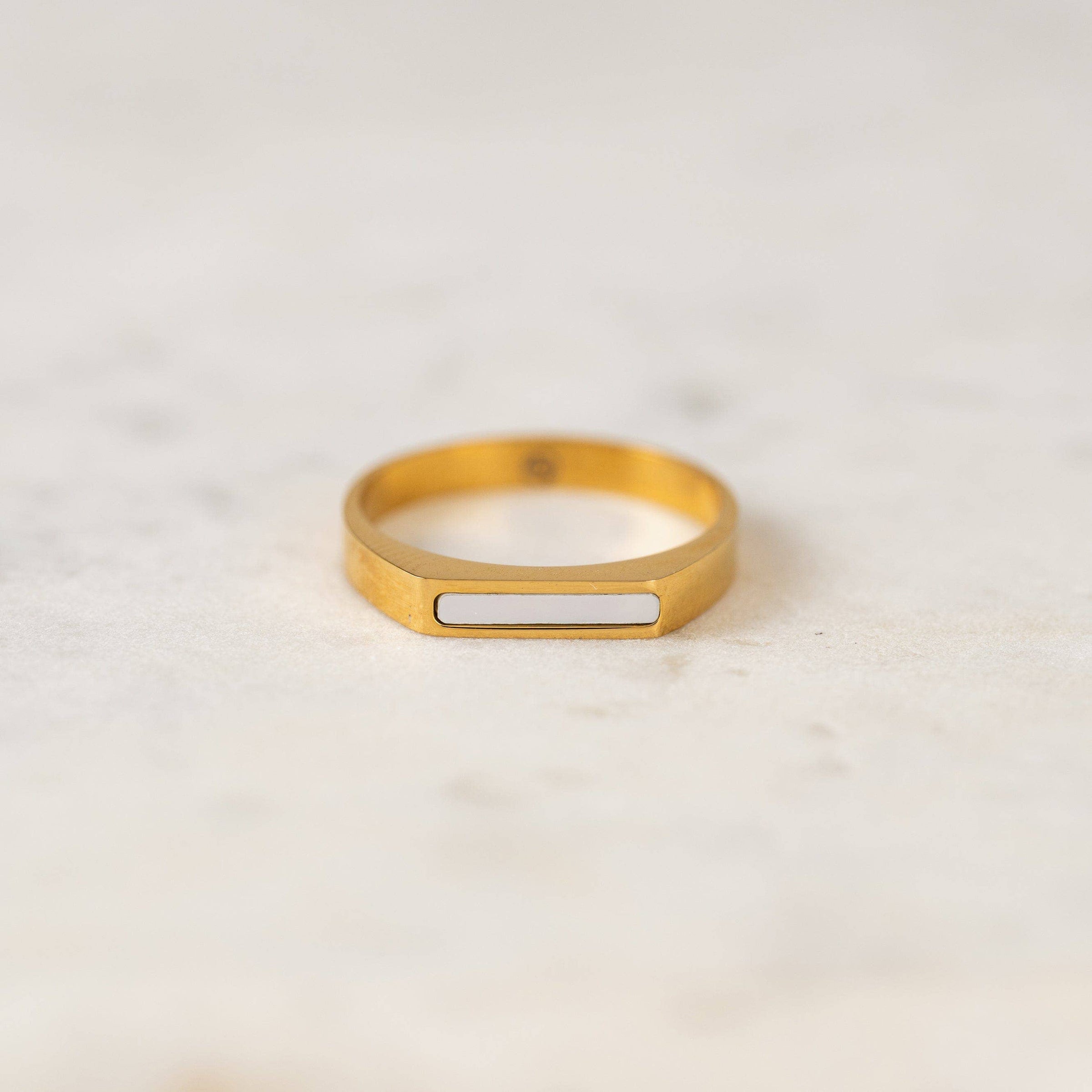 Tofino Ring | Waterproof Signet Ring | Gold Shell Ring