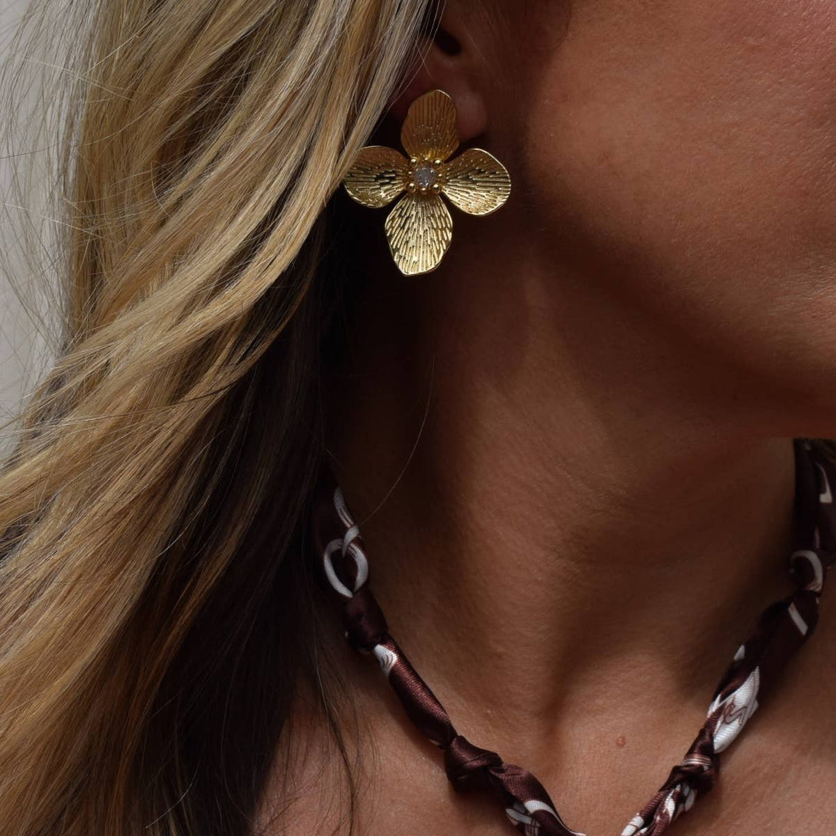 Bloom Statement Flower Earrings Gold Filled