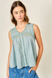 Bohemian Sleeveless Cotton Lace Blouse