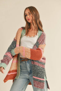 Oversized Color Block Cardigan