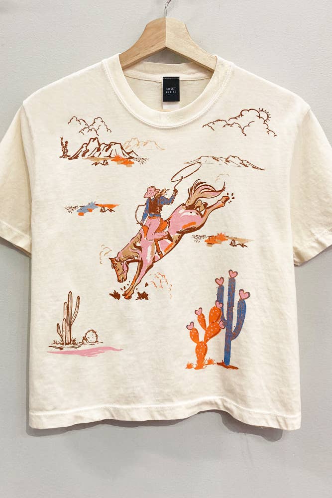 The Cowgirl Collage Cropped Tee