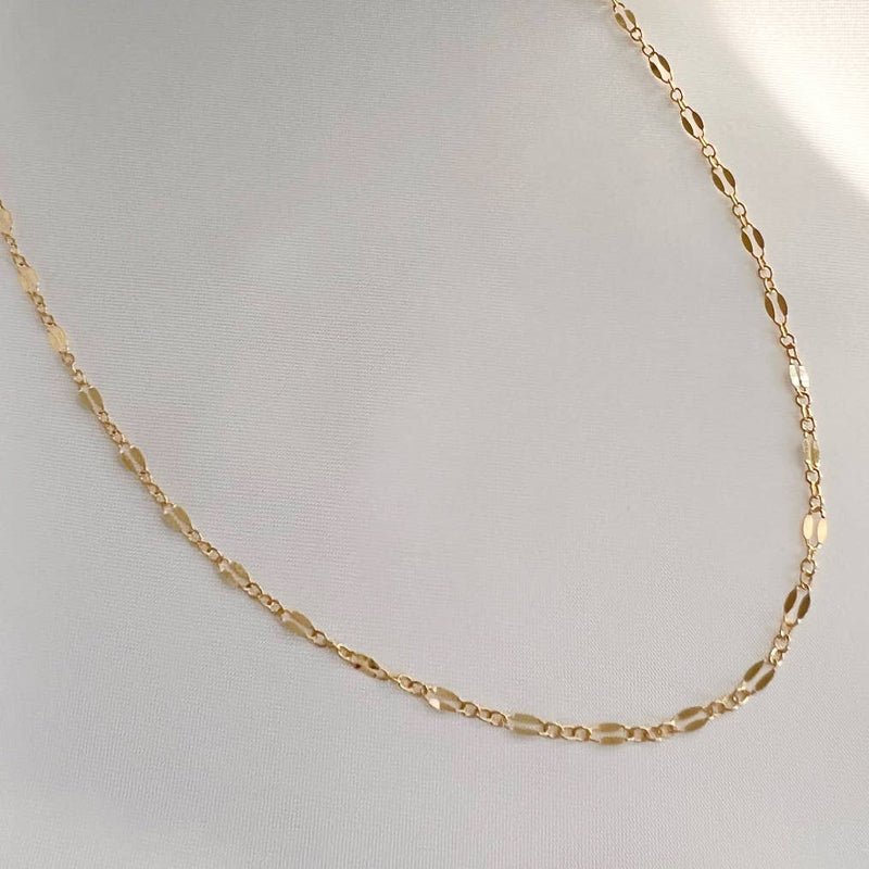 Kamryn Dapped Sequin Layering Chain Necklace Gold Filled 18"
