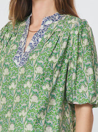 Floral Printed Puff Short Sleeve Blouse