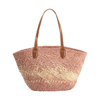 Sunset Blush Straw Tote Bag