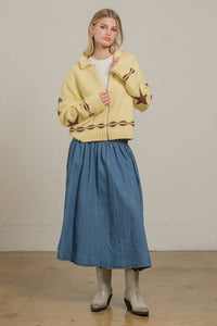 Cozy Pattern Zip Sweater Jacket