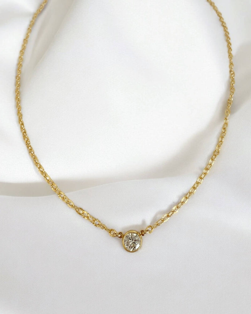 Florence Solitaire CZ Necklace Gold Filled