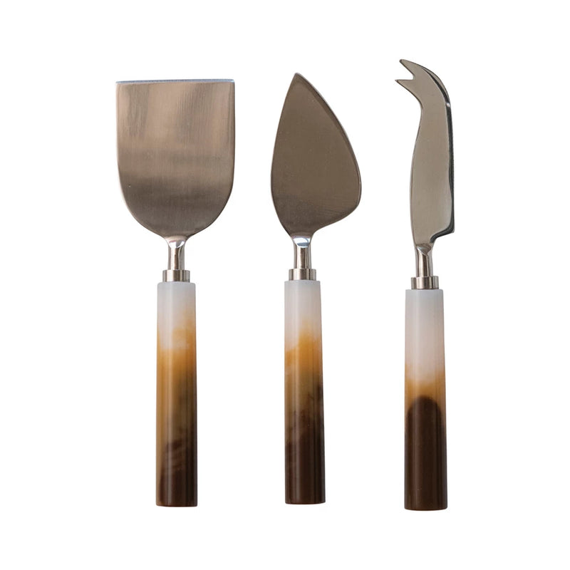 Stainless Steel & Resin Cheese Knives, Set of 3