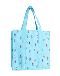 Evie Skier Reversible Quilted Tote Bag Light Blue