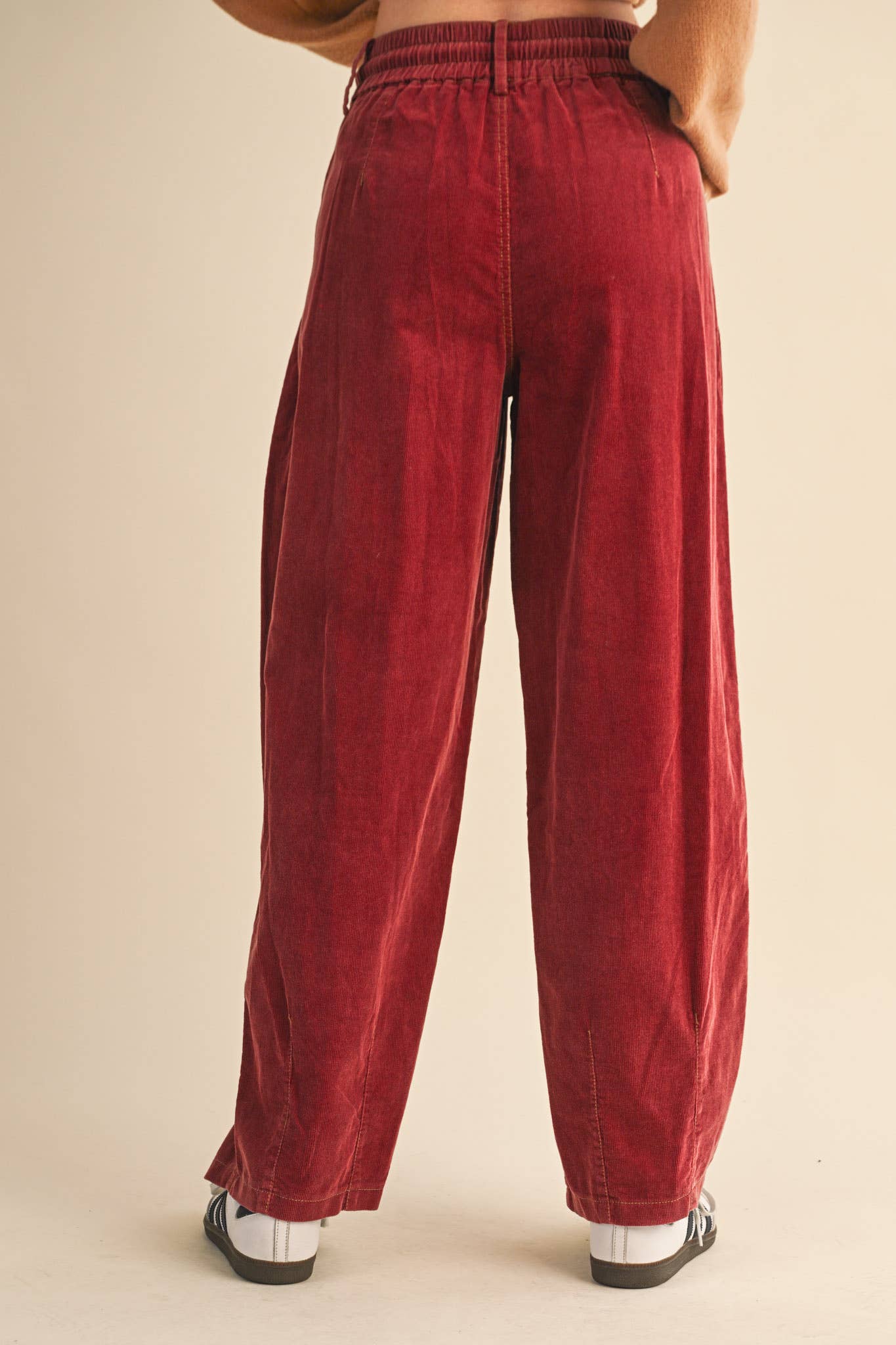 Washed Corduroy Pleated Barrel Pants